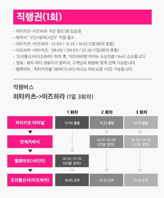 대마도 북부와 남부를 연결하는 버스 이동