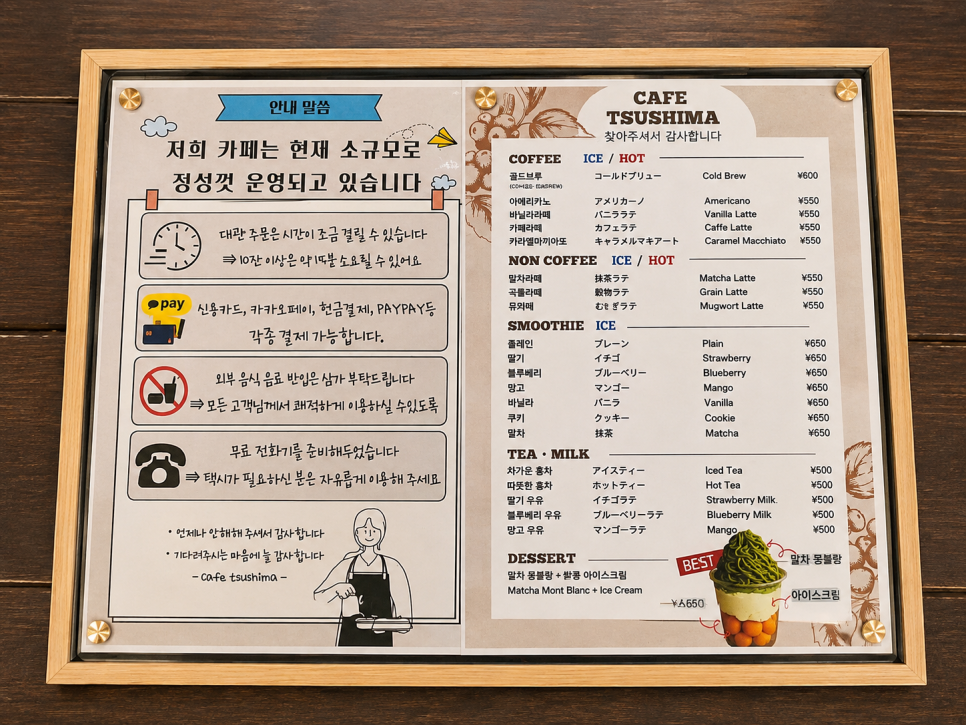 카페 쓰시마의 말차몽블랑 디저트