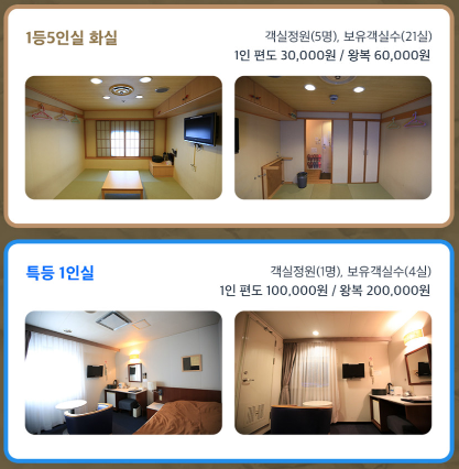 뉴카멜리아 선내에서 볼 수 있는 객실 모습