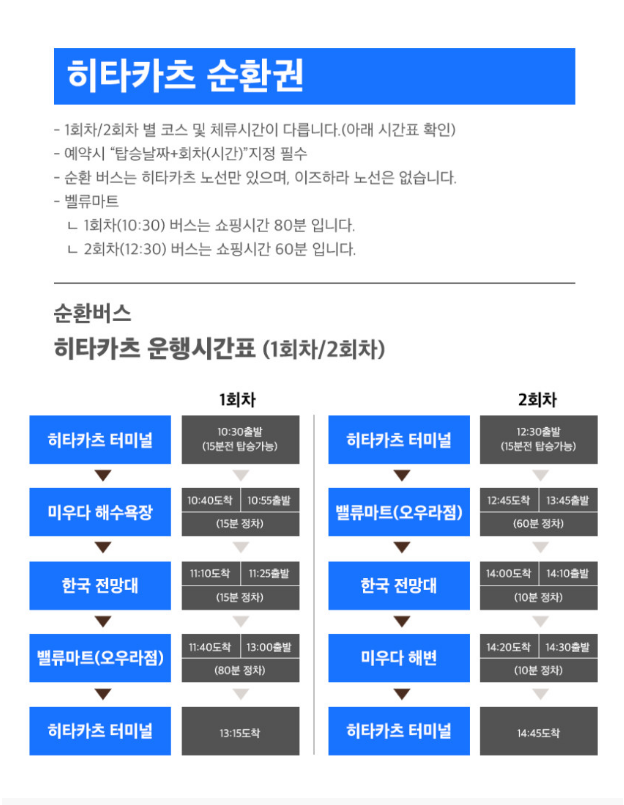 히타카츠 주변 주요 장소를 연결하는 버스 정보