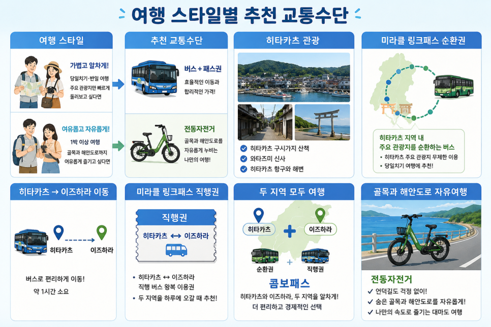 대마도 지역 이동에 이용하는 미라클 링크패스 버스