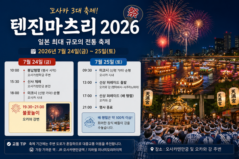 2026년 7월 오사카에서 열리는 텐진마츠리