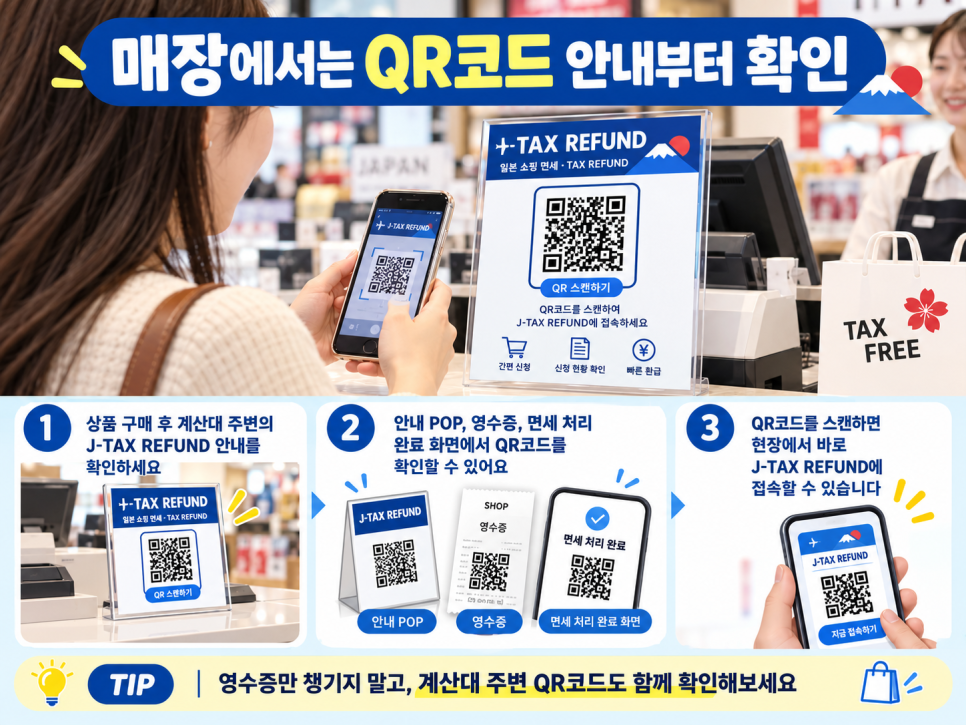 매장에서 안내하는 J-TAX REFUND 접속용 QR코드