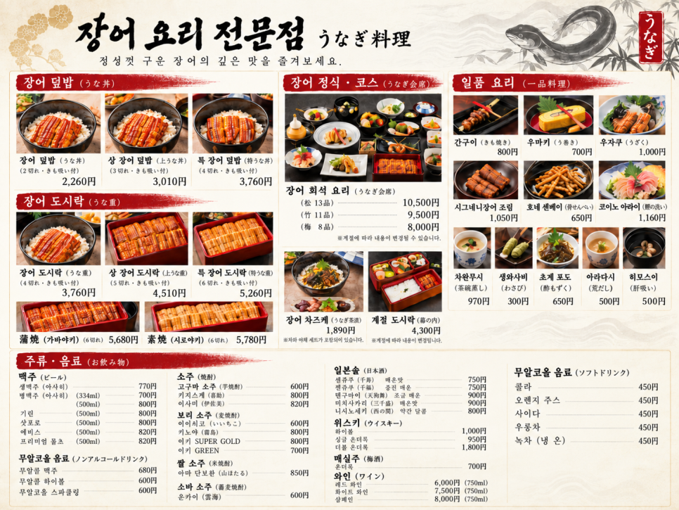 요시즈카 우나기야의 장어 요리와 매장 정보